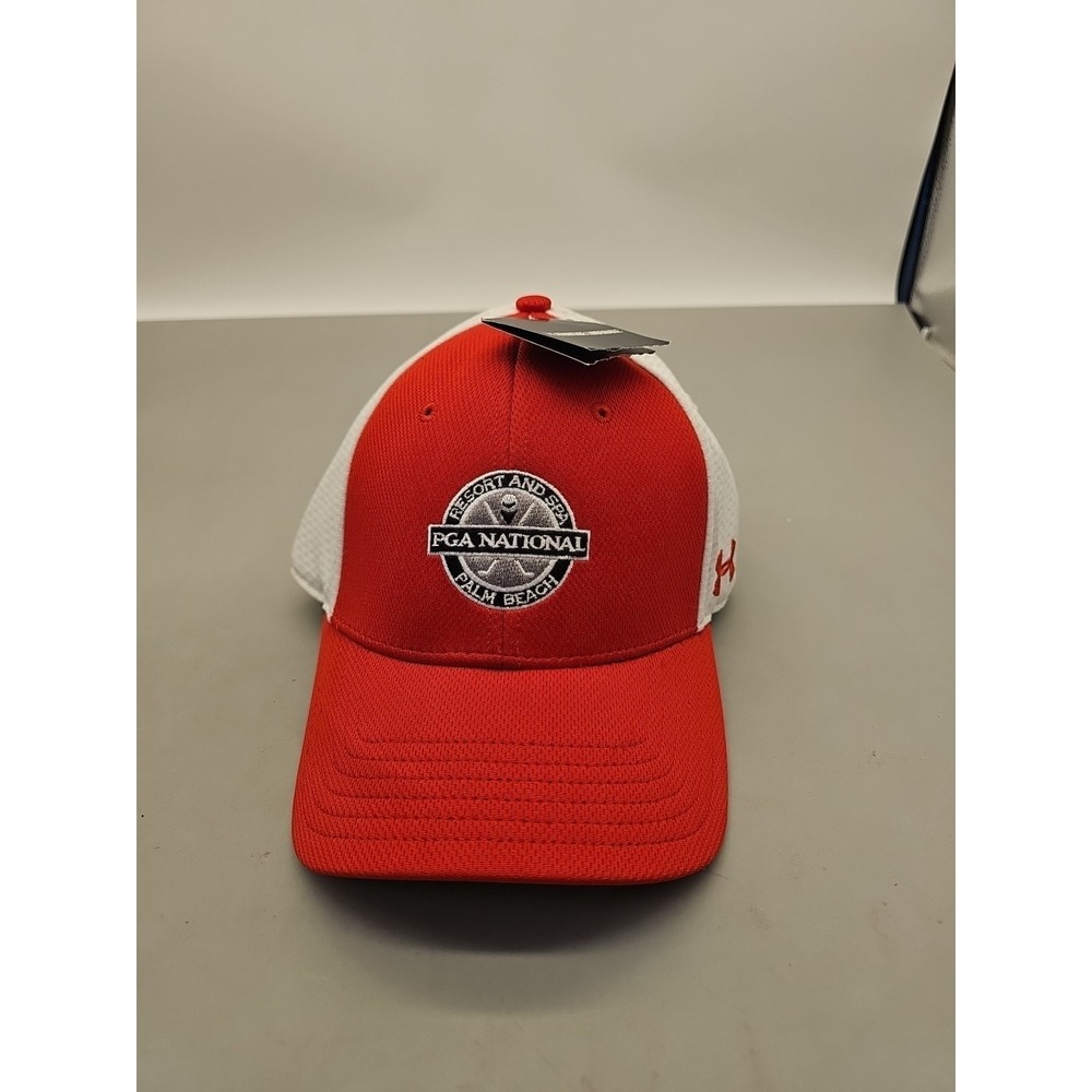 PGA National Under Armour Hat Cap Strap Back Adjustable Red Golf Mens Baseball